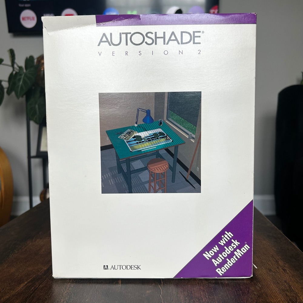 Autodesk AutoShade Version 2 with RenderMan Vintage DOS 386 Software Big Box Set